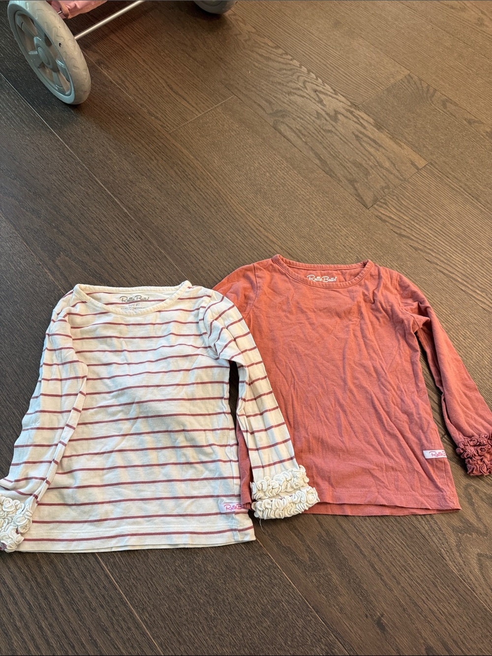 Ruffle Butts Cream & Dusty Rose Long-Sleeve Girls' Tees